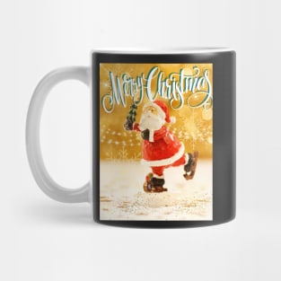 Merry Xmas Funny Skating Santa Photograpic Festive Print Mug